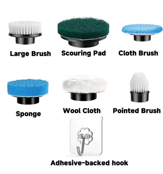Nova Spin Pro — Cordless Electric Scrubber with 7 Brush Heads
