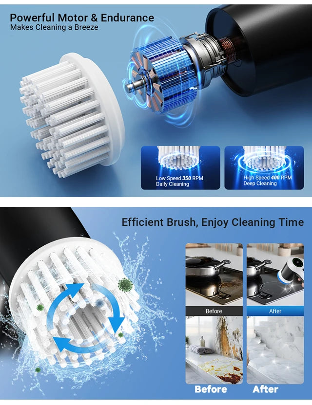 Nova Spin Pro — Cordless Electric Scrubber with 7 Brush Heads