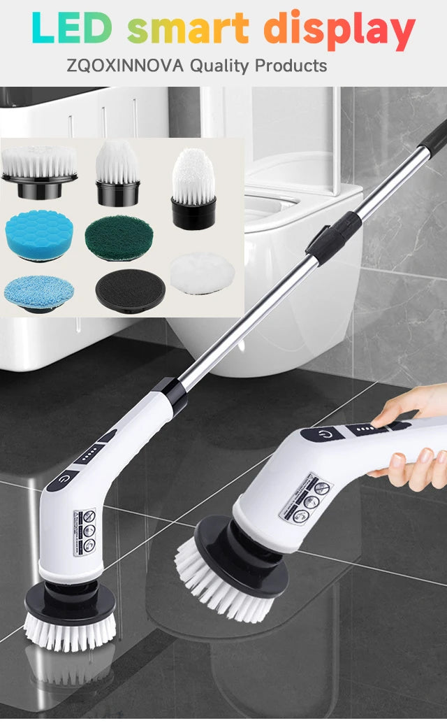 Nova Spin Pro — Cordless Electric Scrubber with 7 Brush Heads