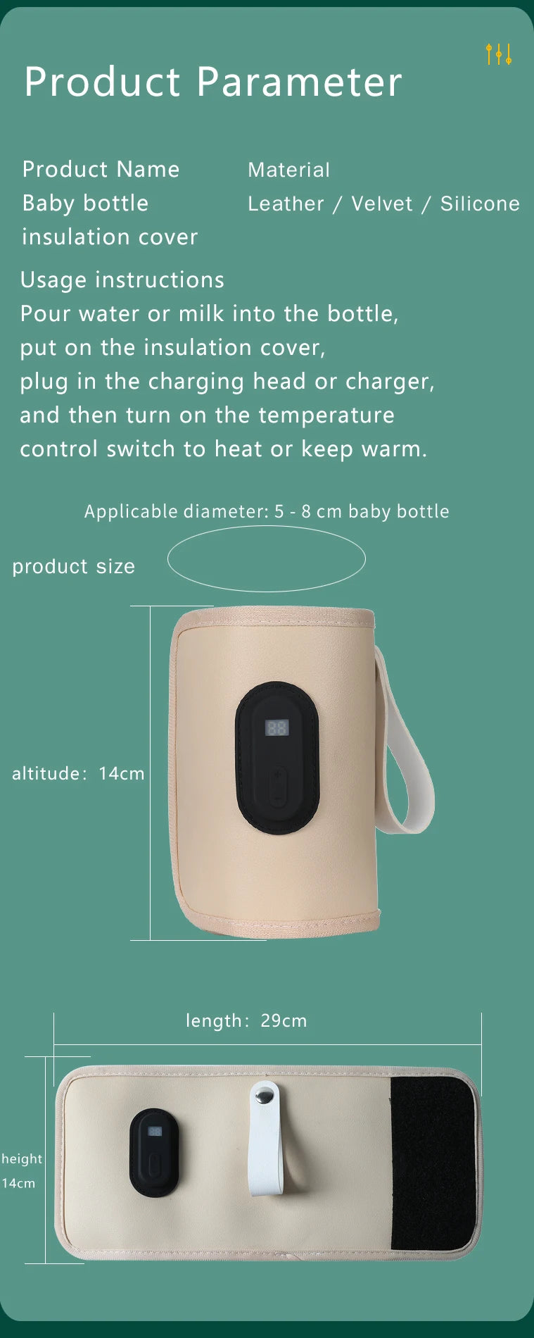 Baby Milk Warmer Baby Nursing Bottle Heater, Portable USB Bottle Warmer for Car, Outdoor Travel Accessories Outdoor Portable