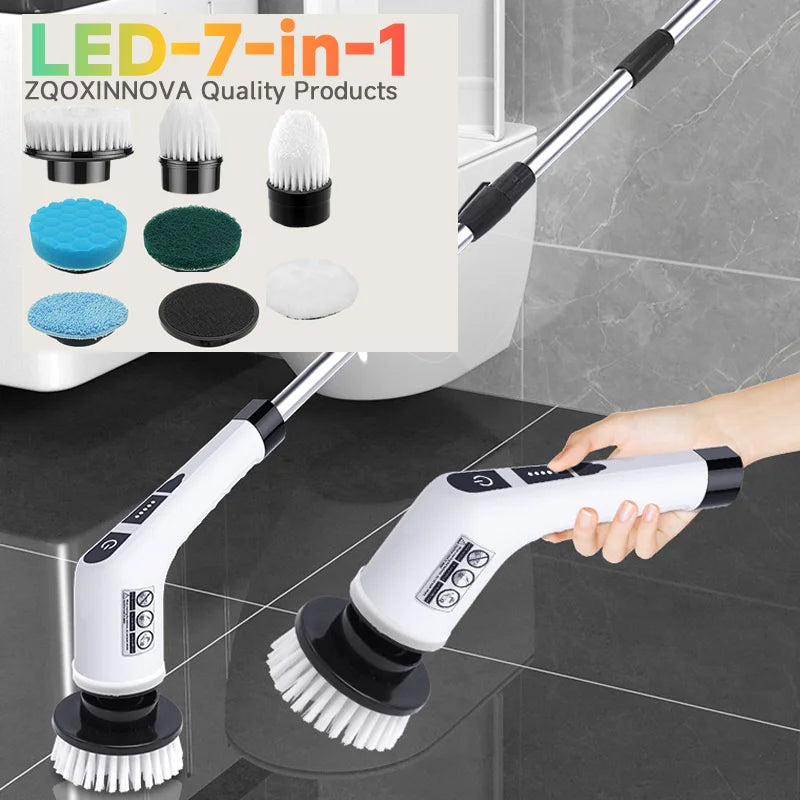 Nova Spin Pro — Cordless Electric Scrubber with 7 Brush Heads