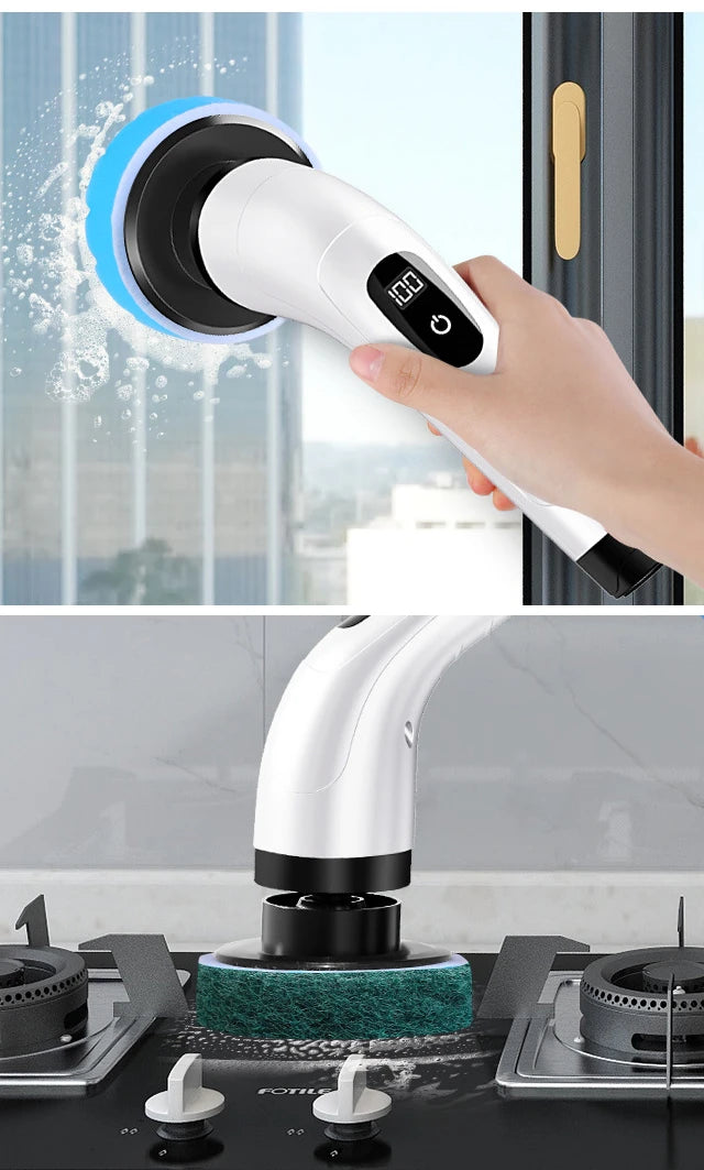 Nova Spin Pro — Cordless Electric Scrubber with 7 Brush Heads