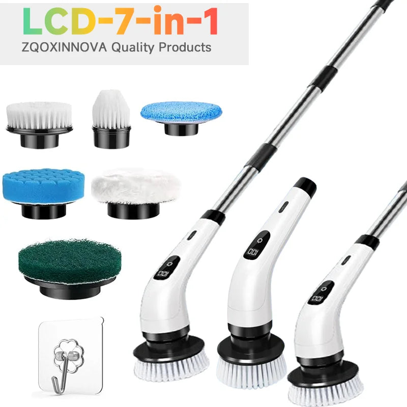 Nova Spin Pro — Cordless Electric Scrubber with 7 Brush Heads